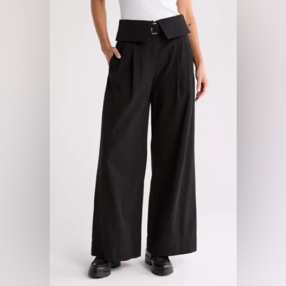 A.L.C. Pants 8 Womens Black Heavyweight Crepe Wide Straight Side Zip Trouser - Picture 1 of 13